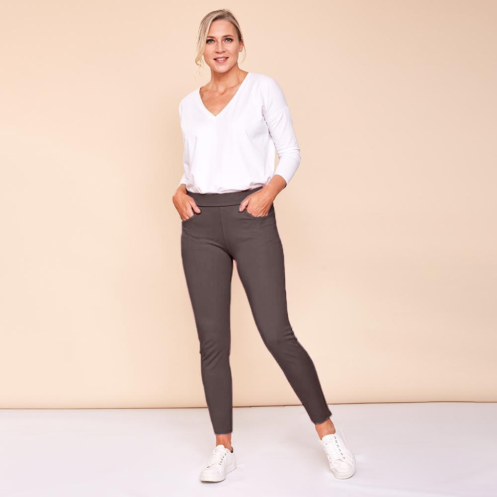 Ann Stretch Waist Trousers (Khaki-Dark)