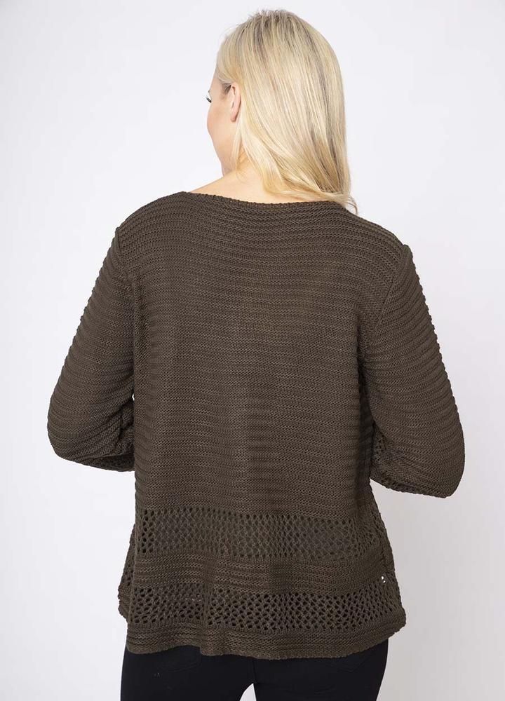 Front Open Knit Cardi in Khaki
