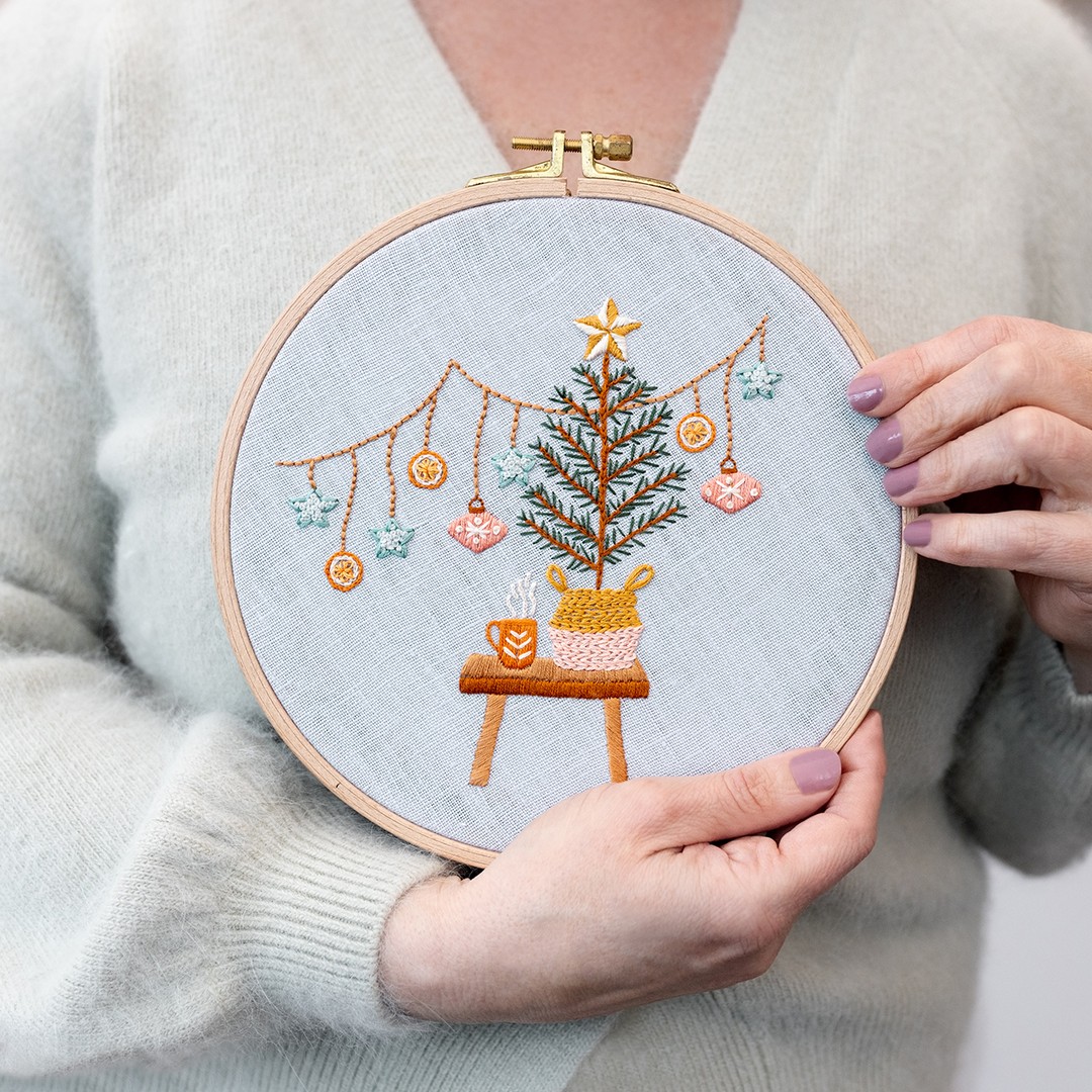 This is an image of the basket in the Night Before Christmas pattern, which uses chain stitch to make up the basket.