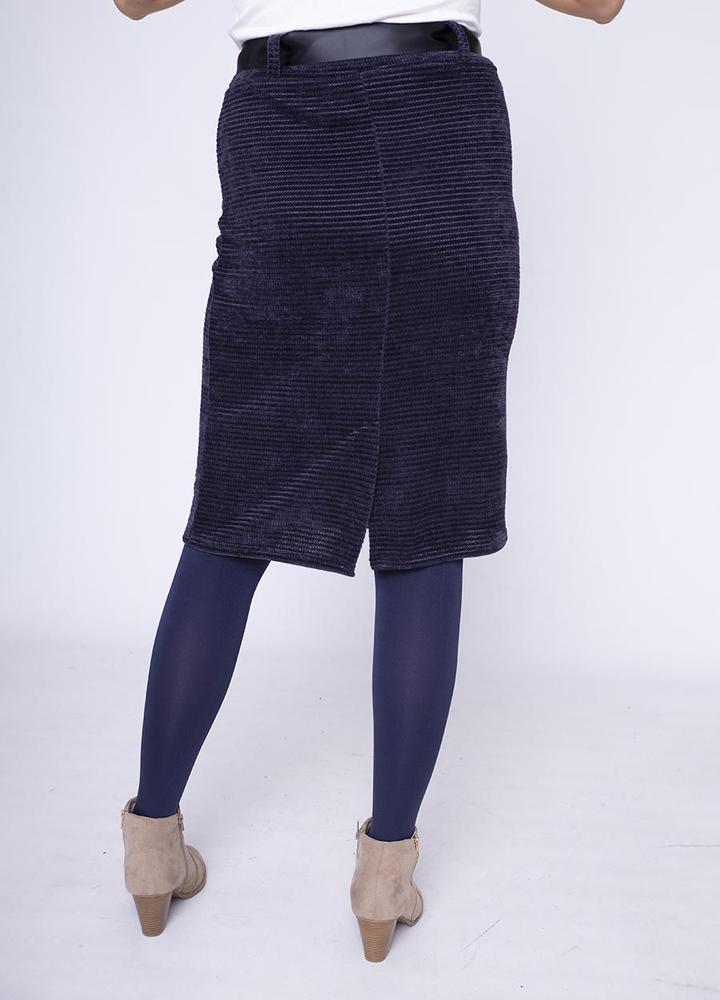 Velour Pencil Skirt in Navy