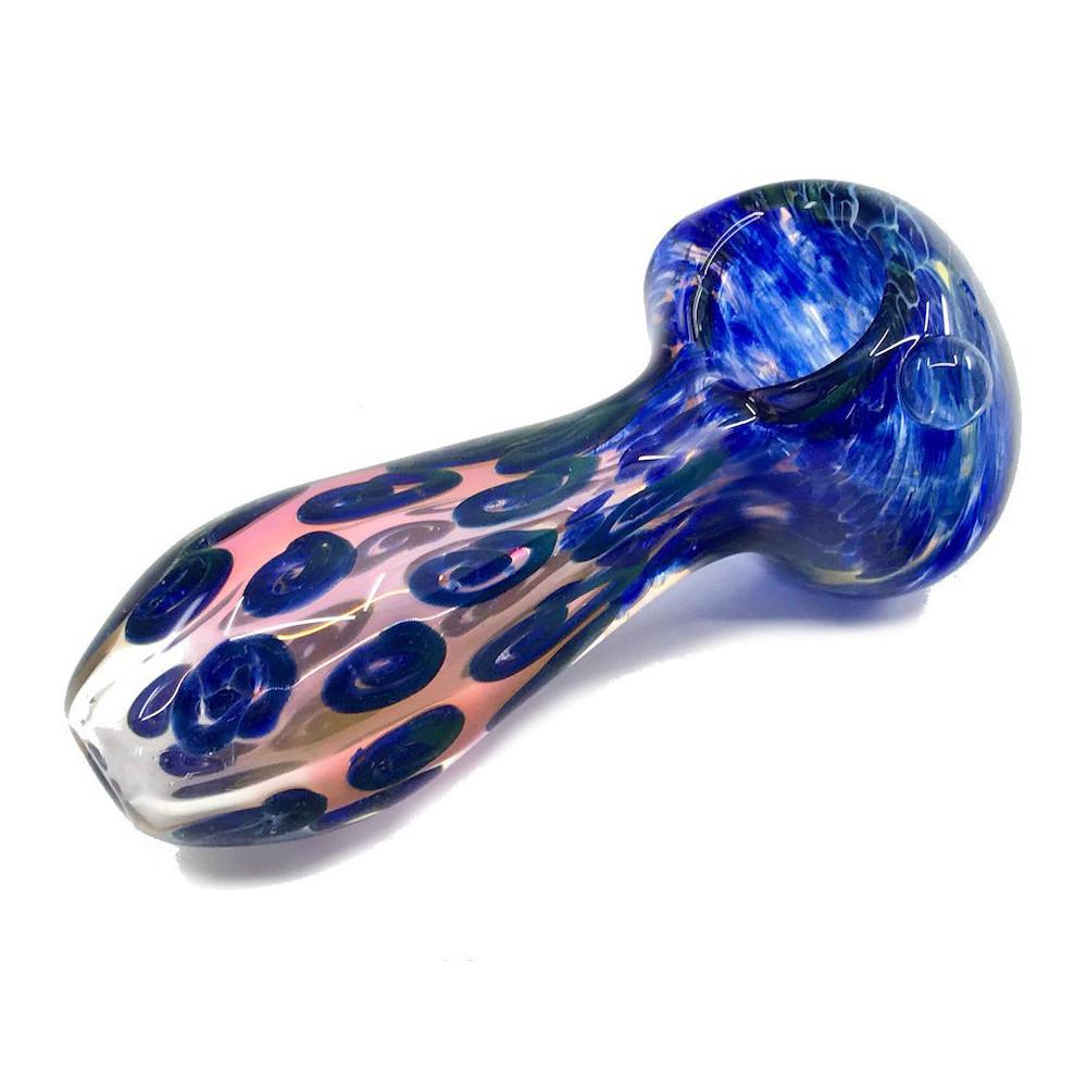 Blue Frit Glass Pipe Fat Buddha Glass