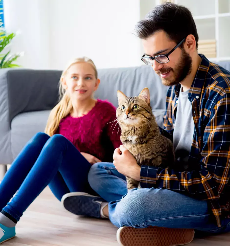 cat with family