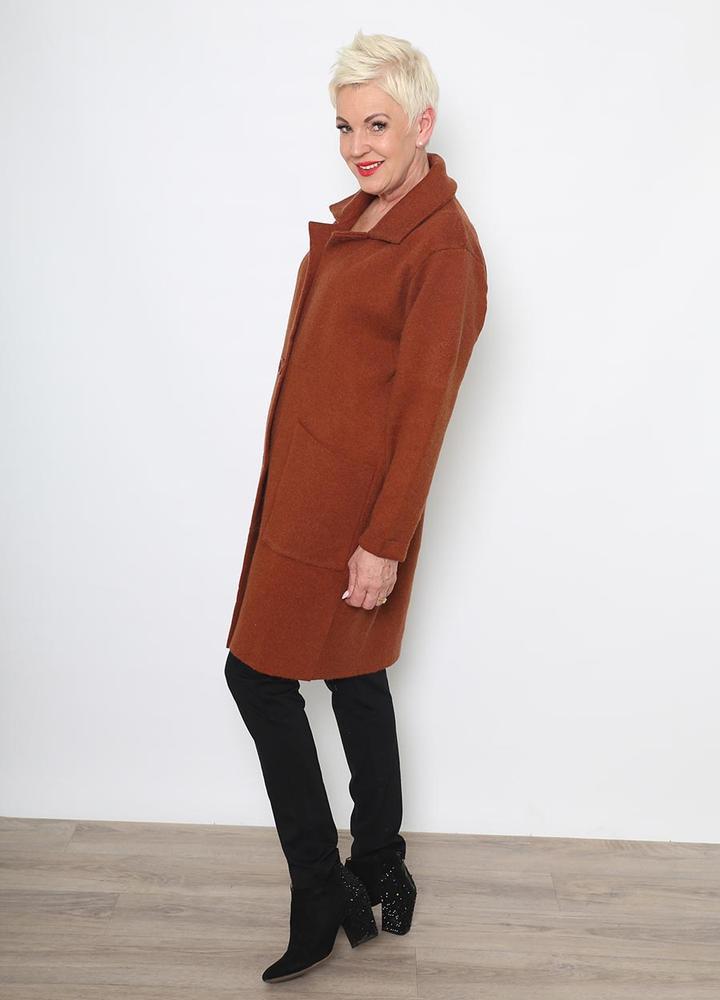 Revere Collar Coatigan in Rust