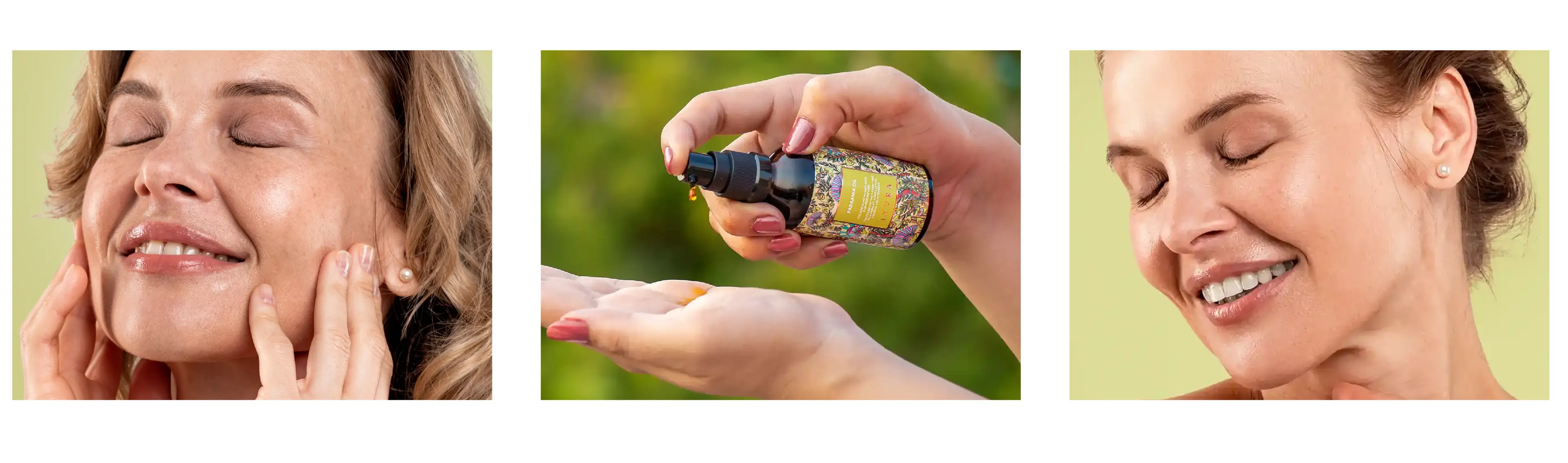 woman massaging skin with oil
