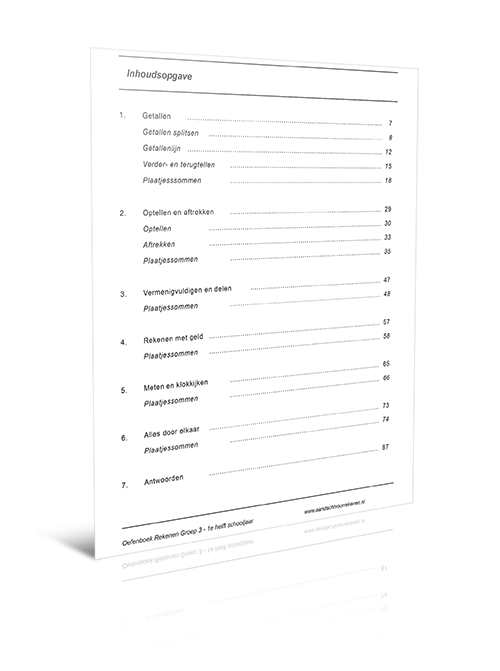 inhoud oefenboek rekenen groep 3