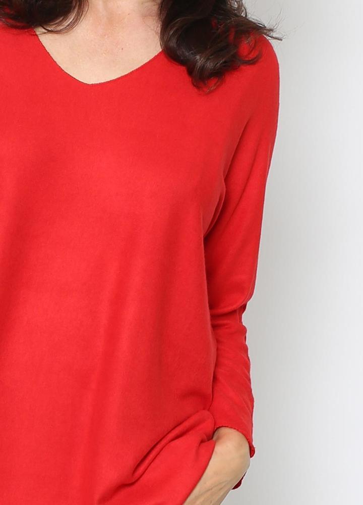 V Neck Mohair Jumper Red