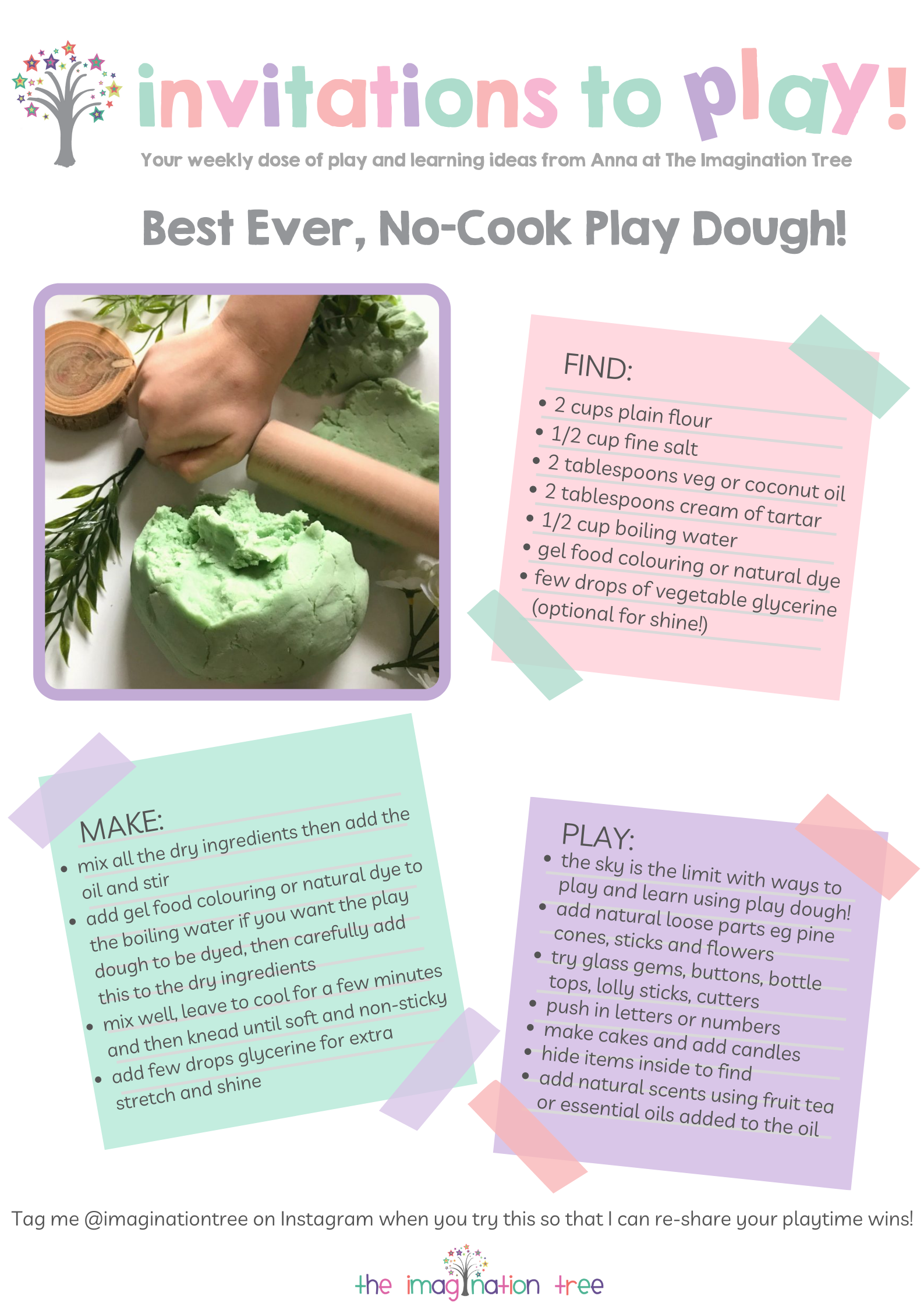 Recipe for White Play Dough - The Imagination Tree