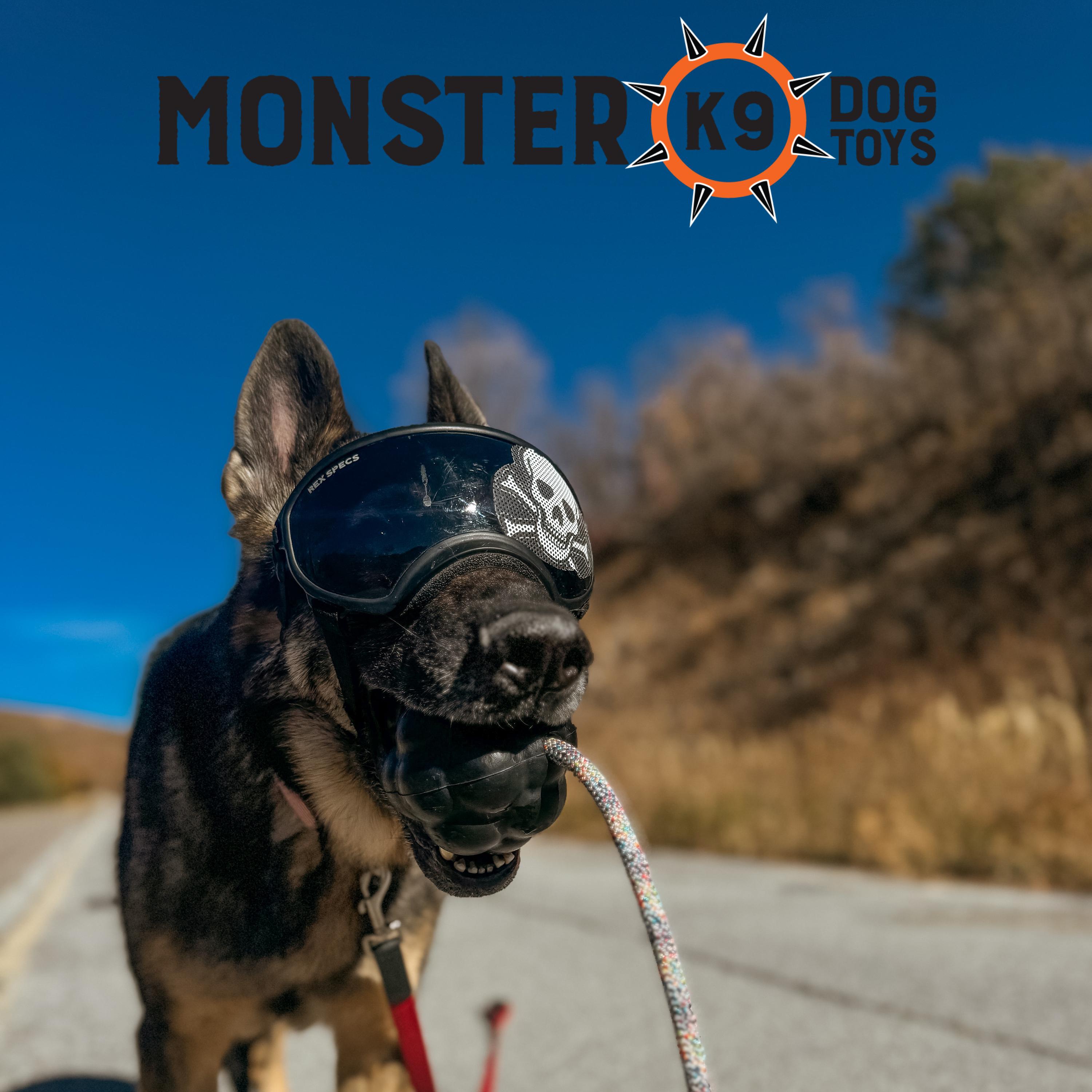 monster k9 dog toys logo with dog