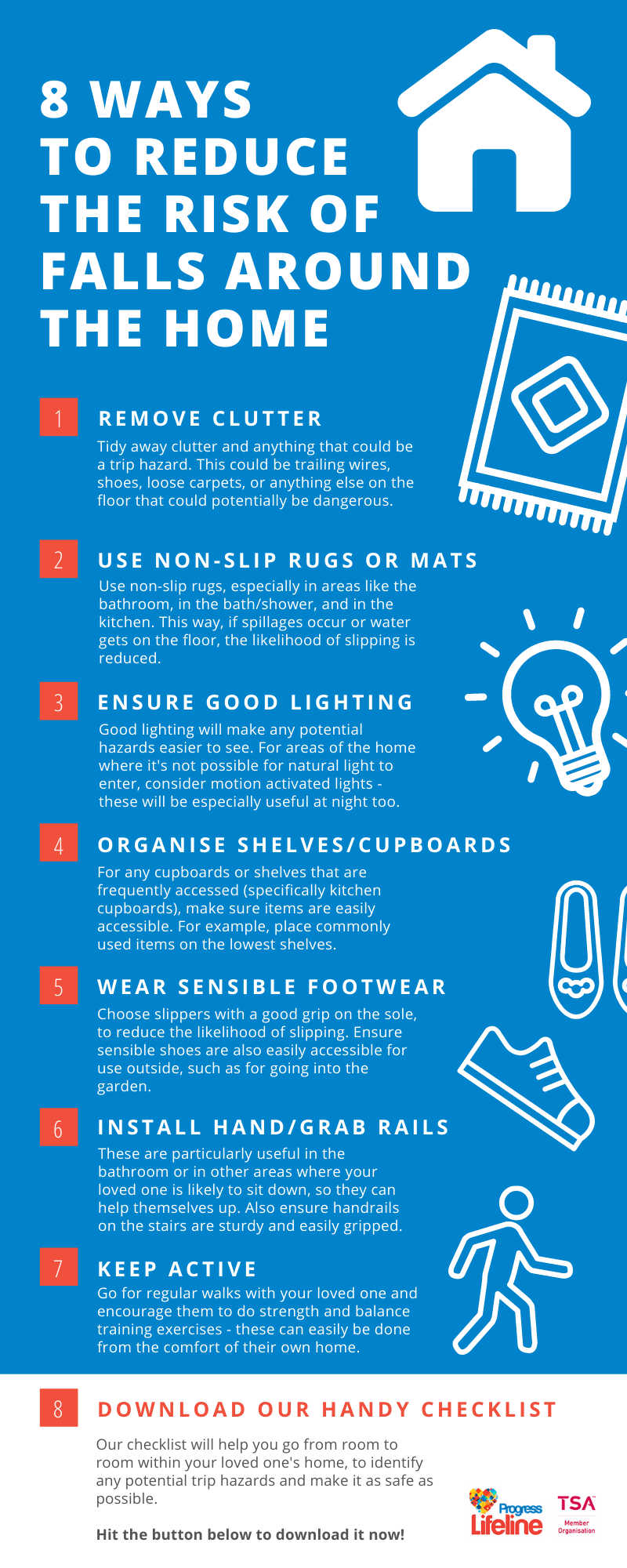 8 Ways to Reduce the Risk of Falls Around the Home - Progress Lifeline