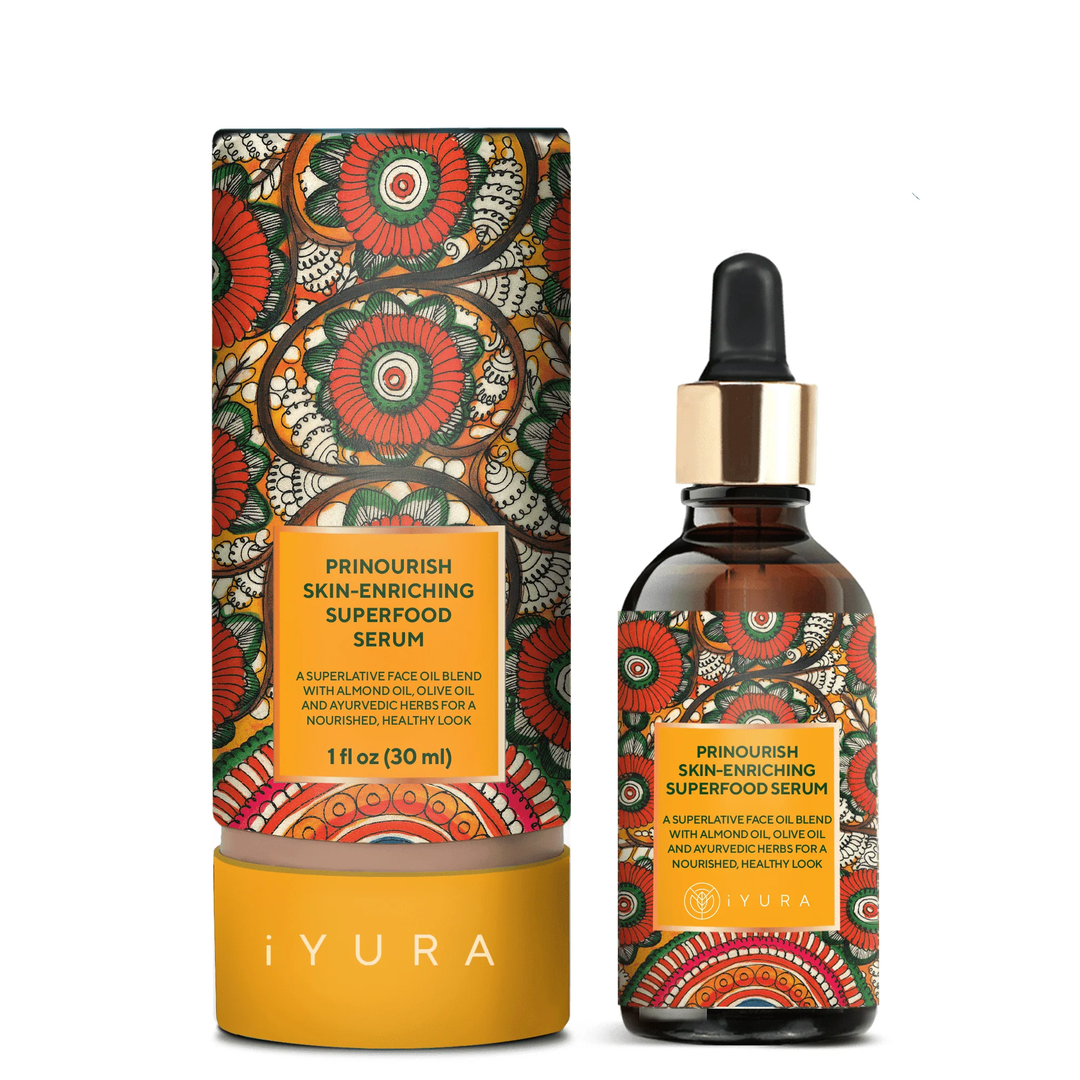 Prinourish Skin-Enriching Superfood Serum - With Almond Oil, Olive Oil, Turmeric, Mango and More Ayurvedic Herbs Face oil iYURA 