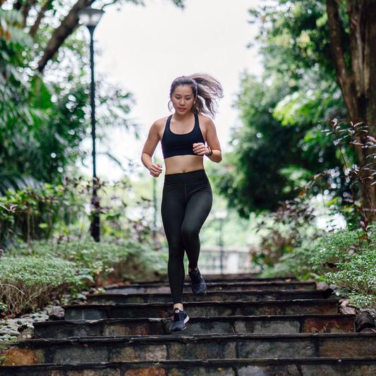 Woman Running Down Stairs
