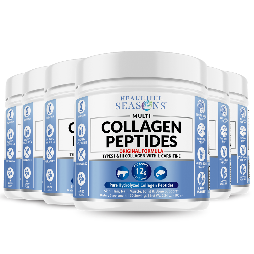 Multi Collagen Peptides Powder Types I & III - Bovine & Marine + L-Carnitine - 30 Servings