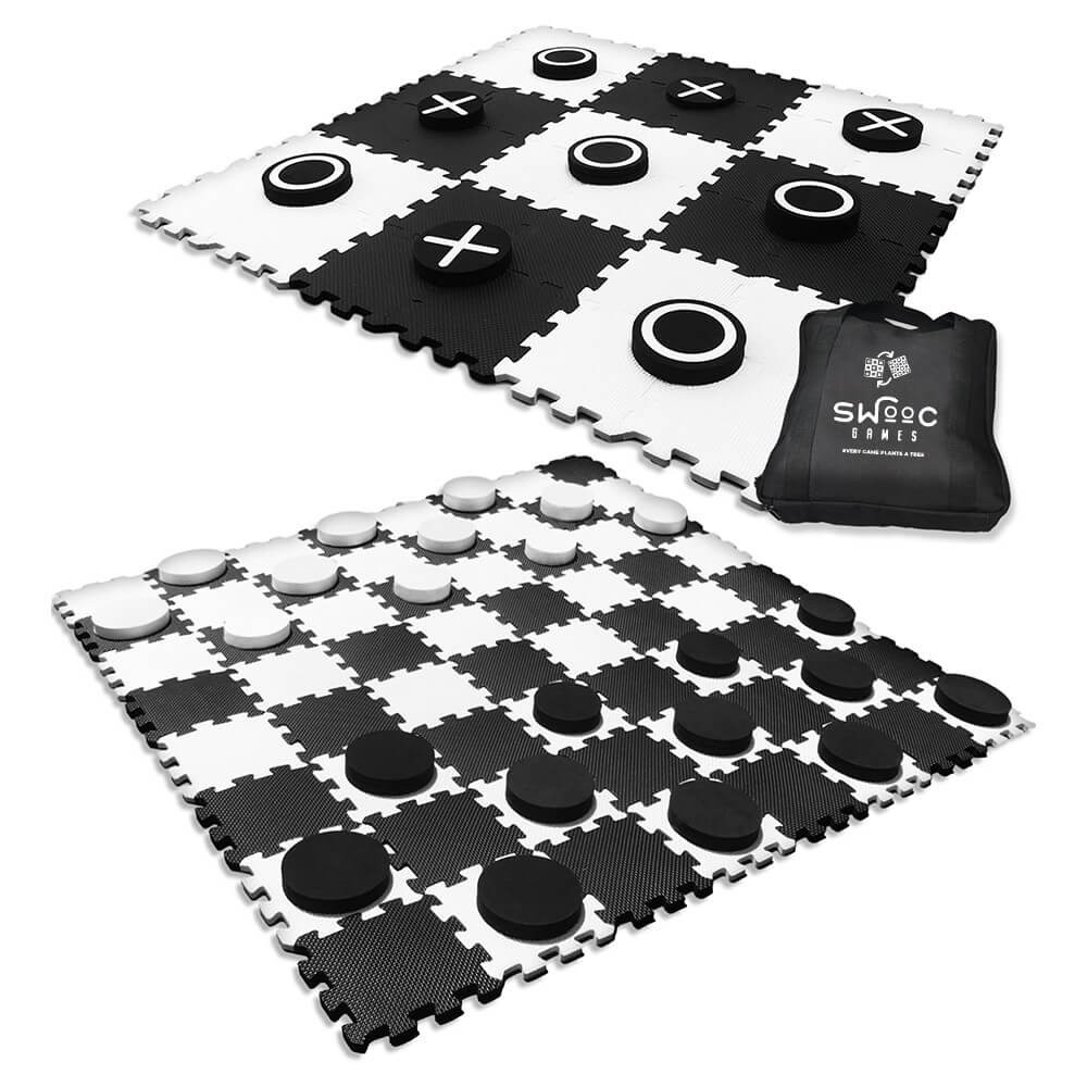 Easy to Car 26" x 26" ibestby 3 in 1 Giant Checkers and Large Tic Tac Toe Game