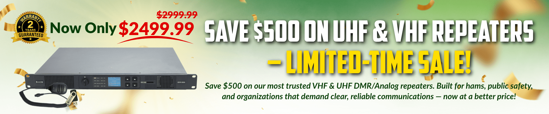 Page Banner. Headline: "Youre Club Needs A New Repeater— Strong, Reliable, And Ready When You Are."