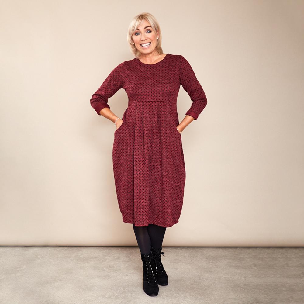 Zoe Polka Dot Dress (Wine)