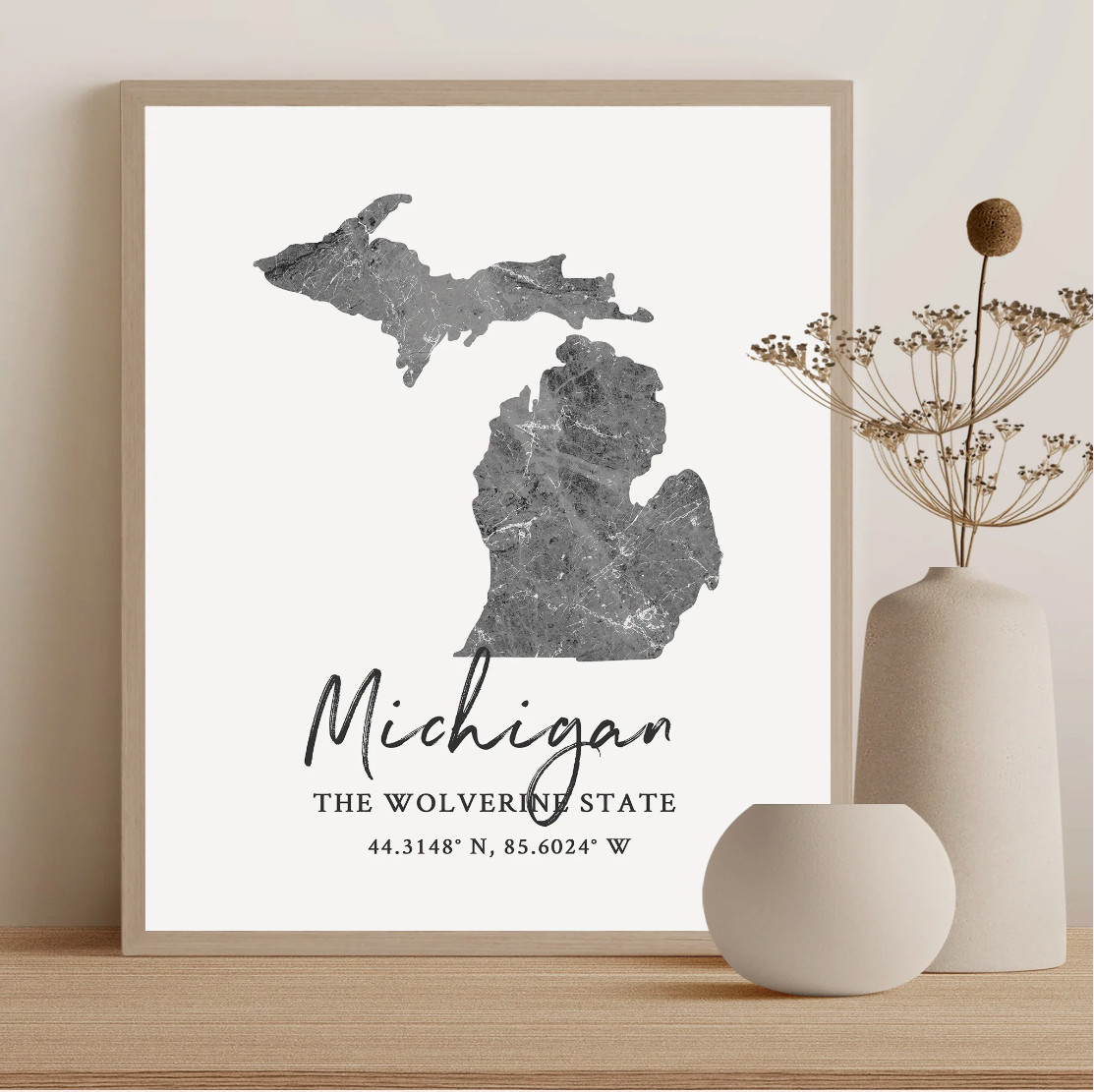Michigan State Map Silhouette print