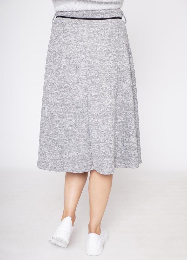 A-Line Belted Skirt in Grey