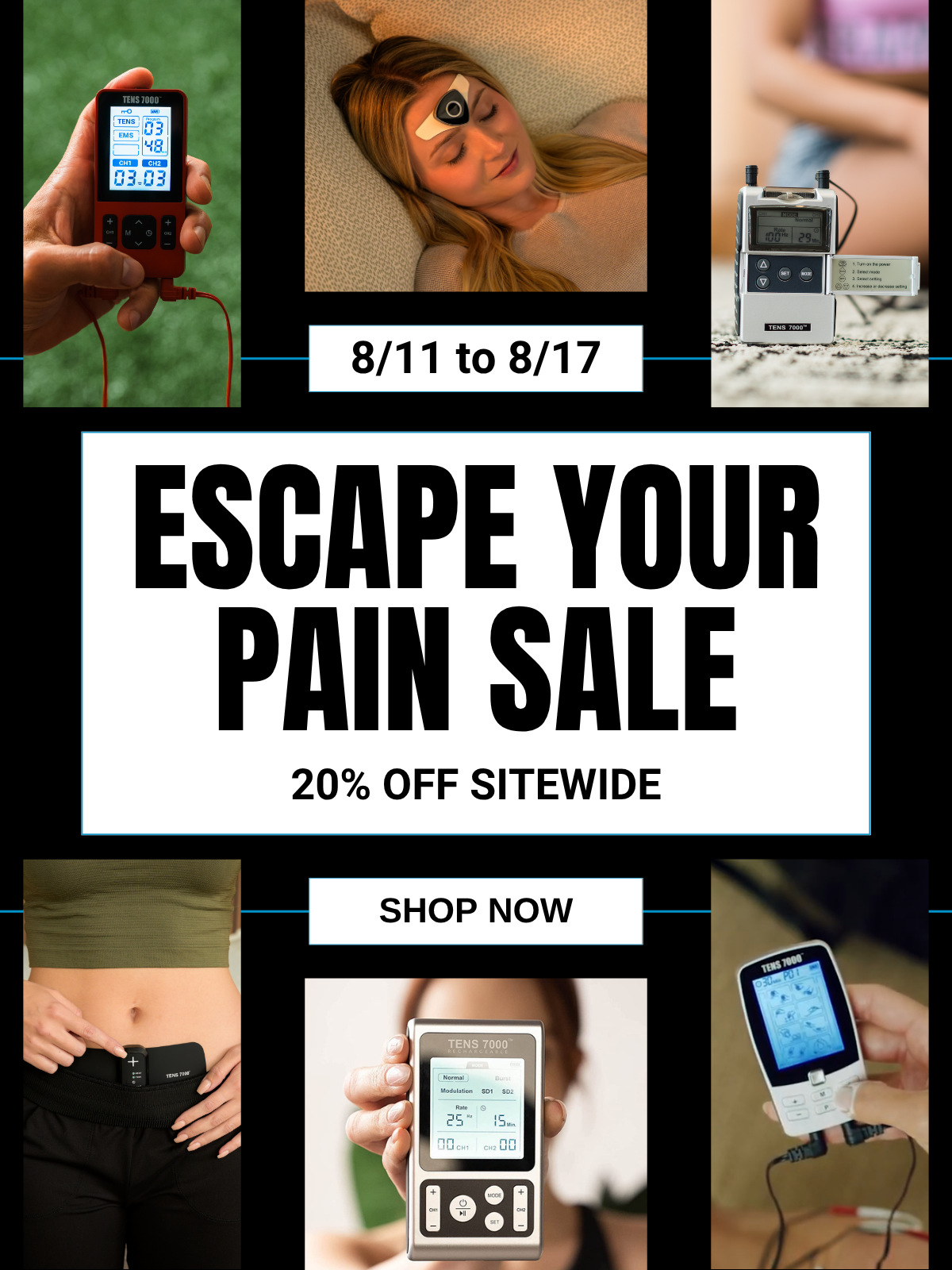Meet the Next Generation of Pain Relief: The Upgraded Elite TENS unit - TENS 7000 Rechargeable - Clinical-grade technology - 8hr rechargeable battery - Backlit screen
