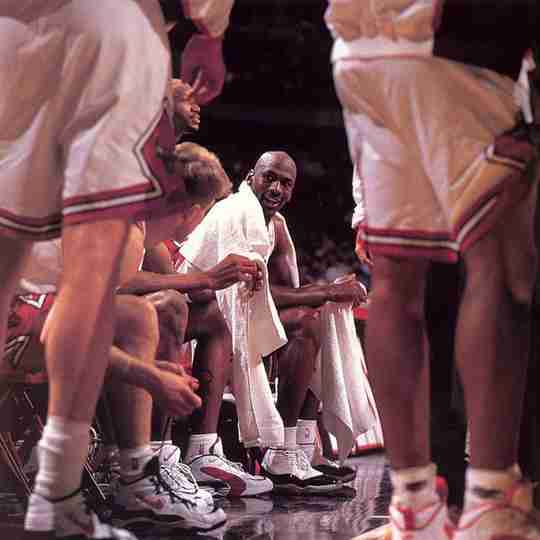 Michael Jordan wearing the Air Jordan 11 via @SneakerHistory