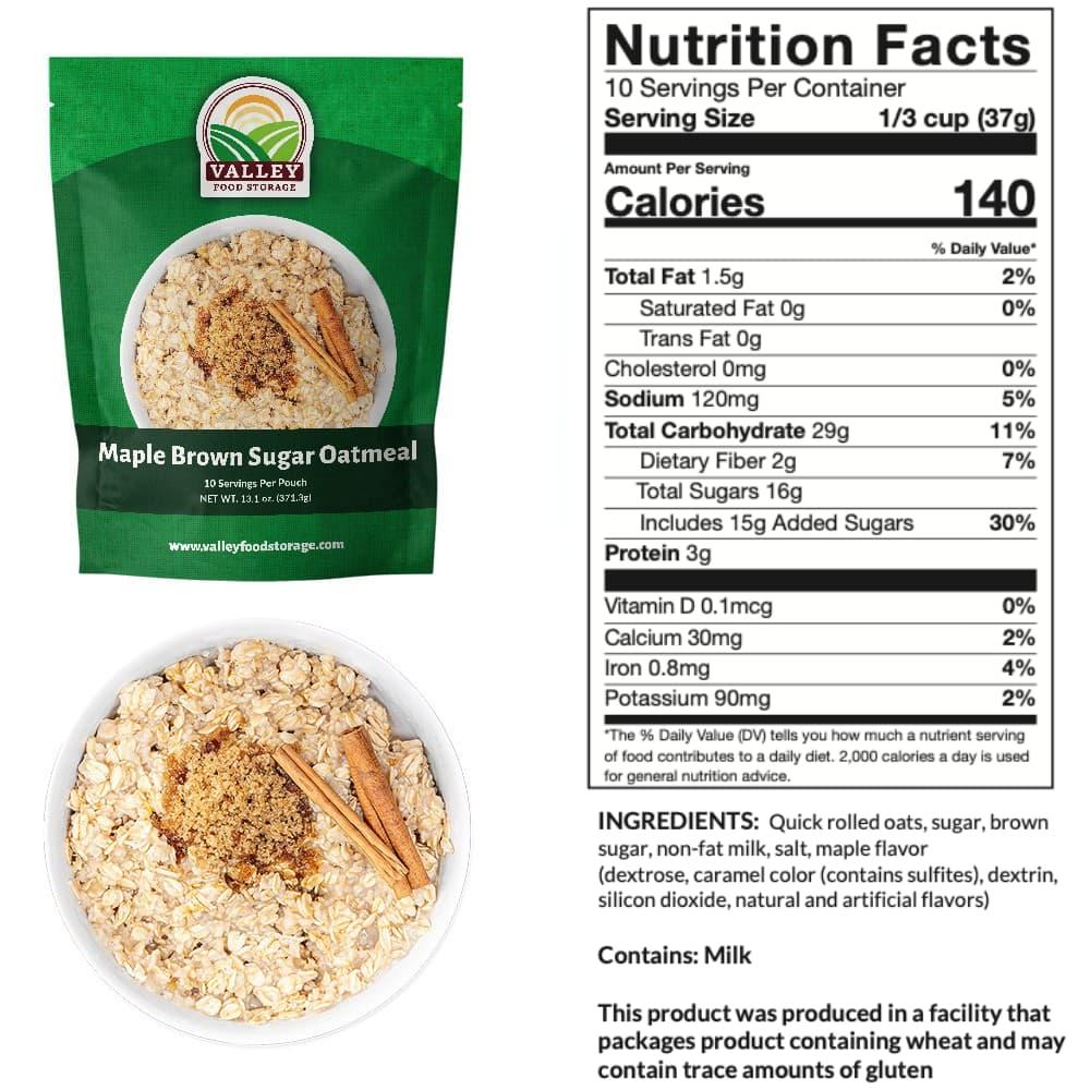 Maple Brown Sugar Oatmeal Nutrition Facts