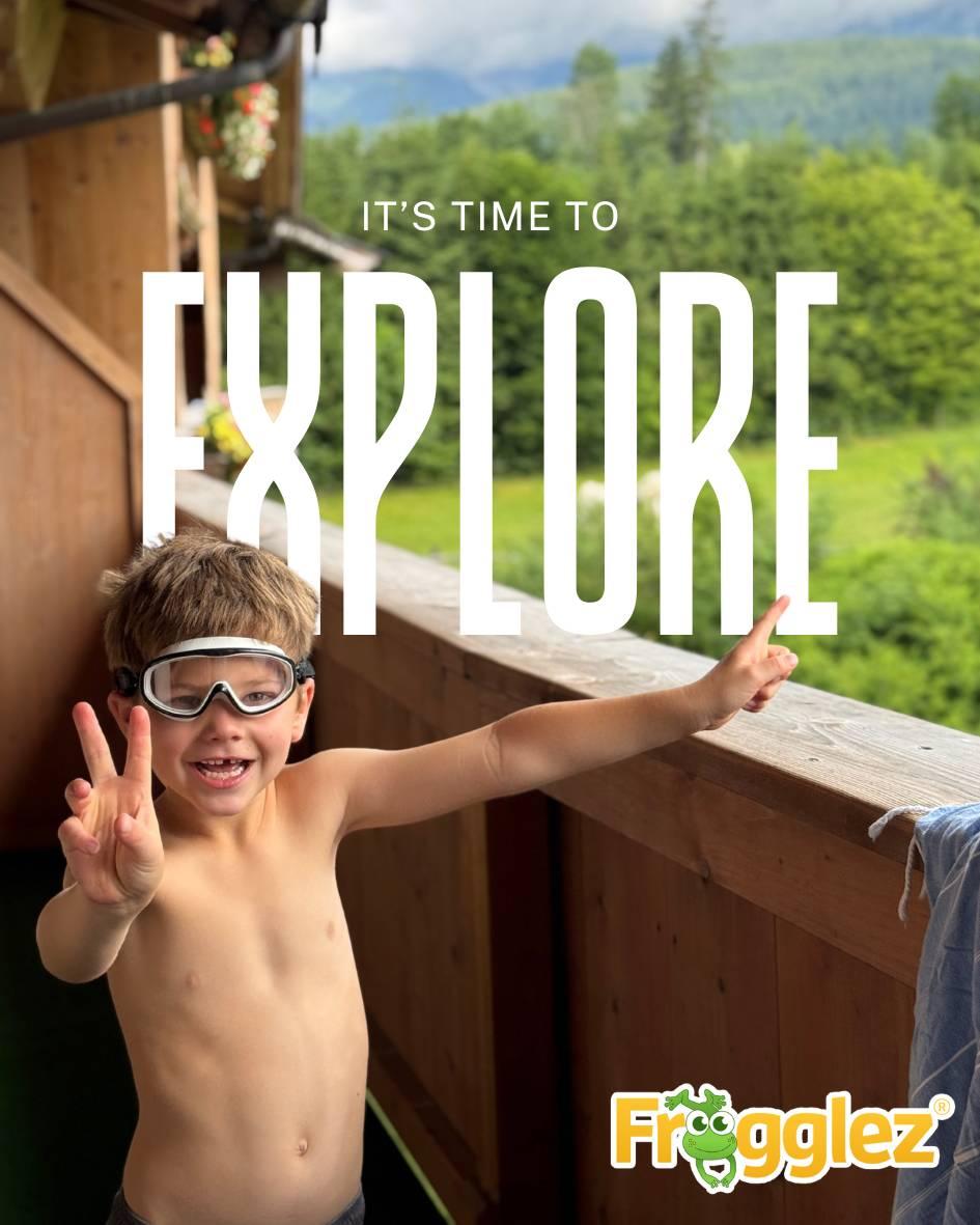Cover page of the Frogglez Goggles wholesale and stockist catalog for swim schools