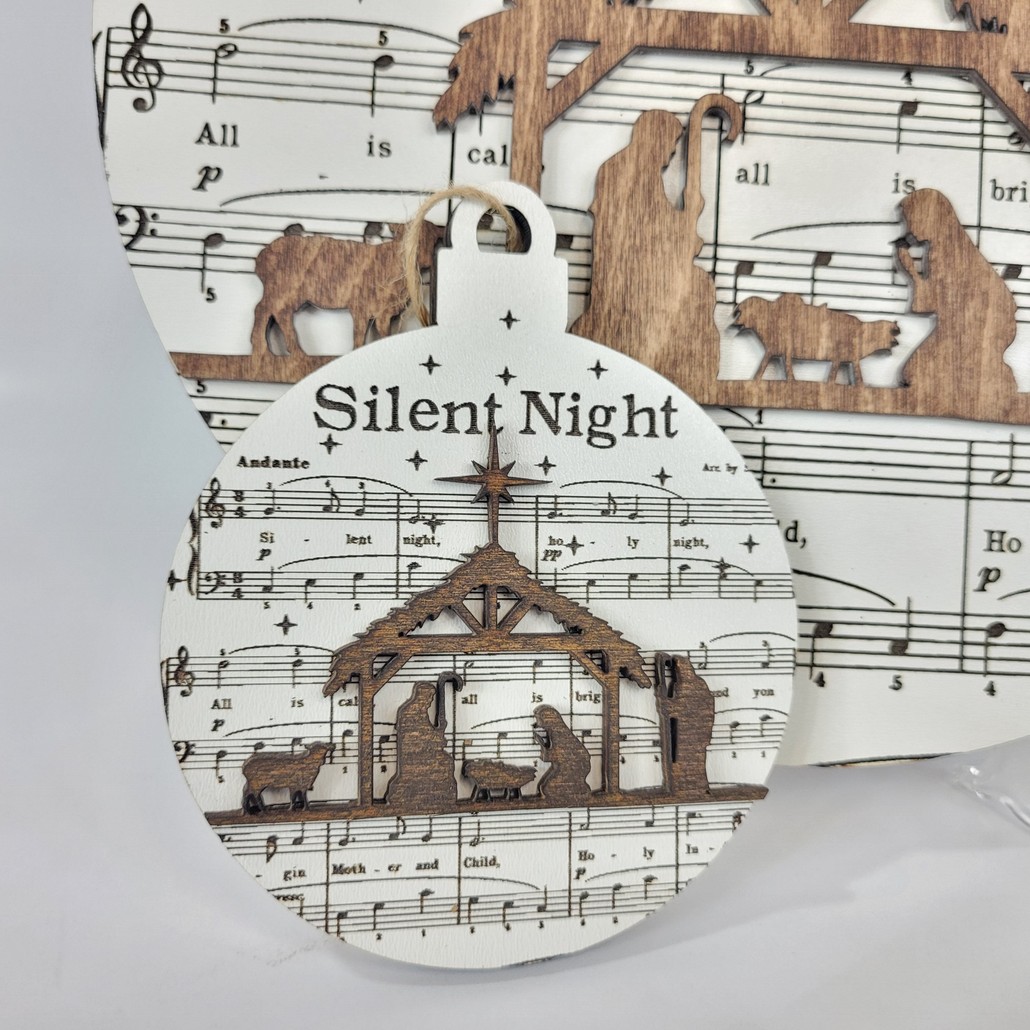 Wooden Nativity Christmas 4-Layer Ornament – Tiny 3D Temples