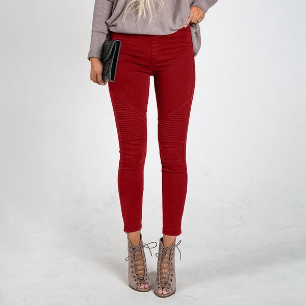 Moto Pleated Jeggings Burgundy