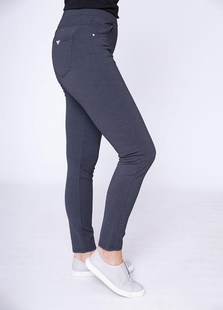 Stretch Waist Stud Pocket Trouser in Grey