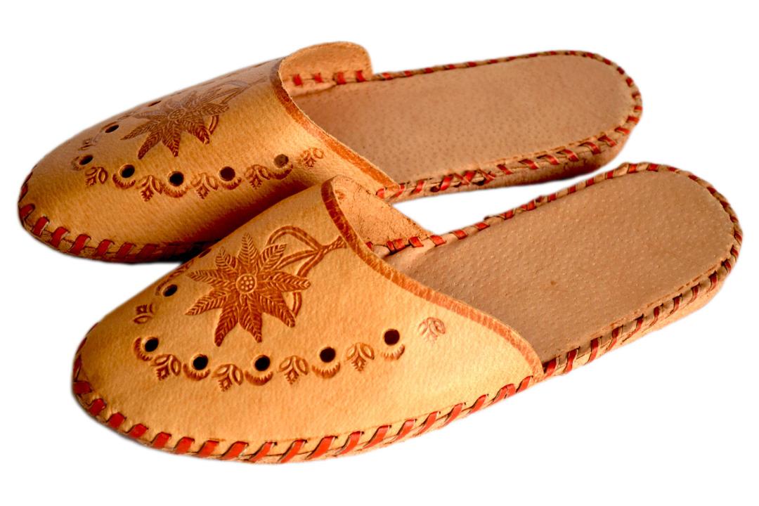 Sara - House Leather Slippers For Women - Reindeer leather