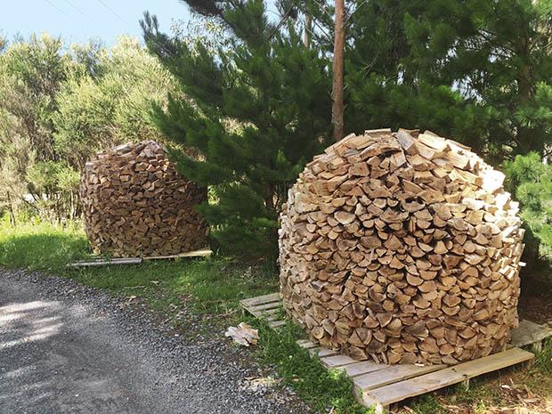 Norwegian style wood pile