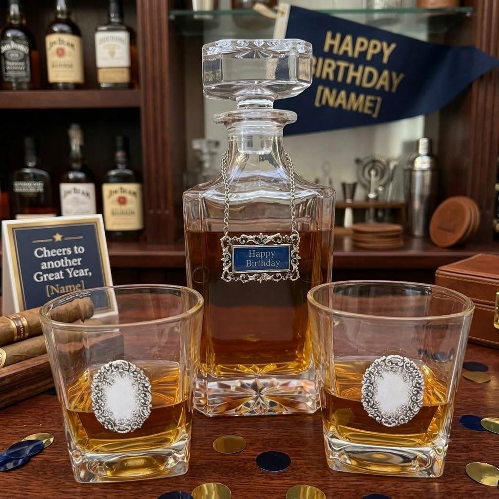 Birthday gift for bourbon lover Happy Birthday decanter set