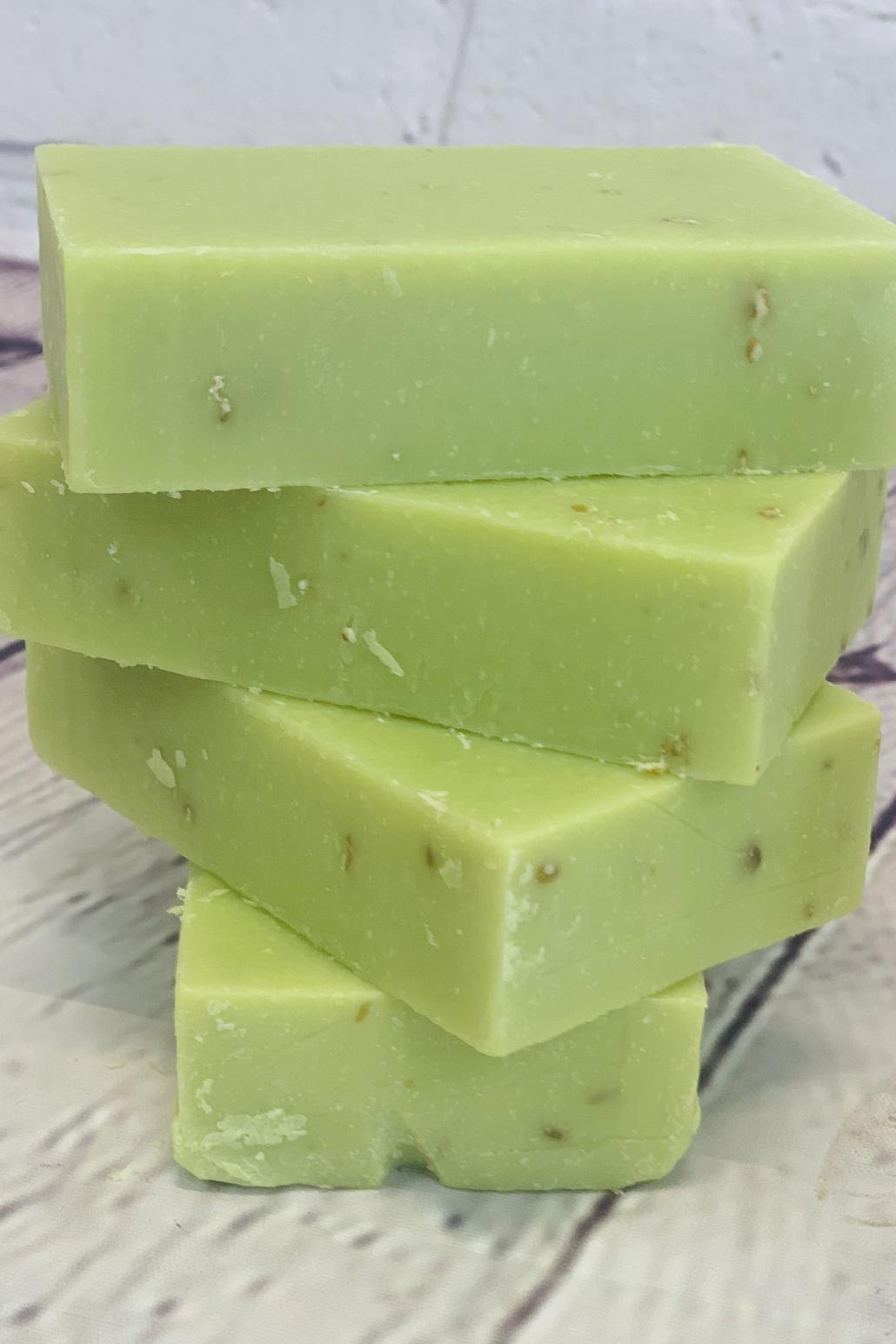 picture of 4 green jasmine lime scent shart was soap bars in a stack