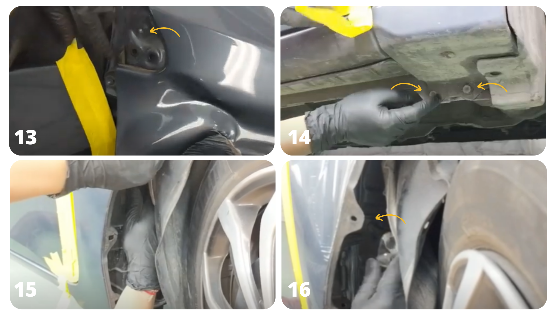 Steps 13-16 on How to Remove a 2014-2019 Toyota Corolla Fender