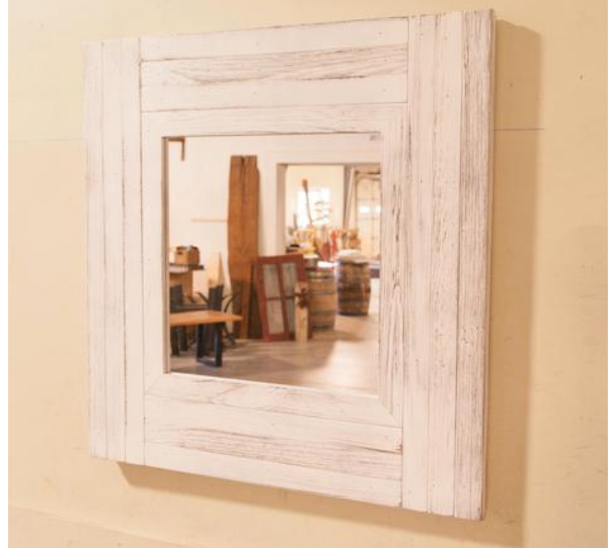 White Wire Brushed Plank Mirror