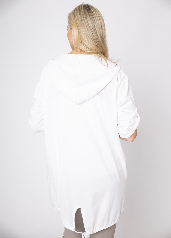 Hoody Sequin Pocket Linen Jacket