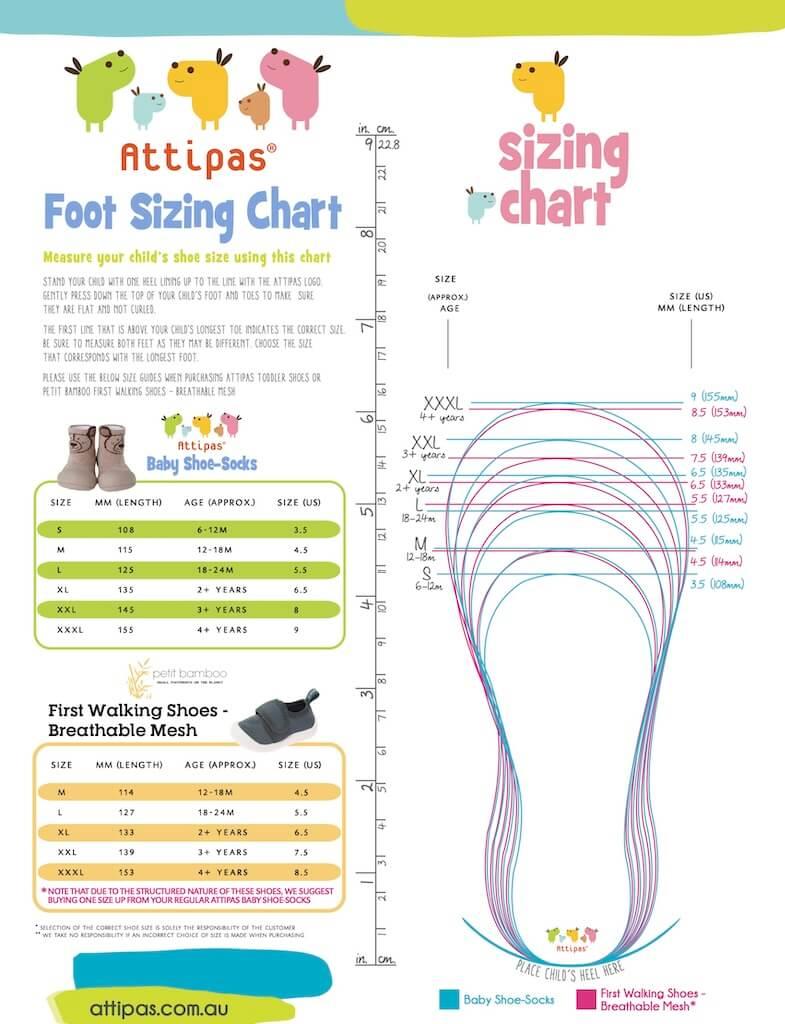 Baby Shoe Sizing Guide Attipas Australia