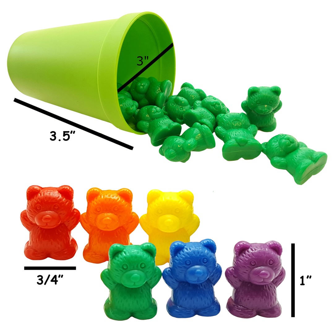 120pcs Rainbow Counting Bears Colorful  Plastic Counting Sorting Bears Toys 