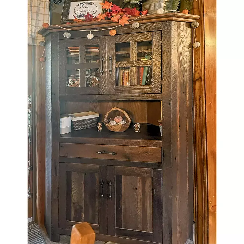 Custom Rustic Wood Corner Cabinet