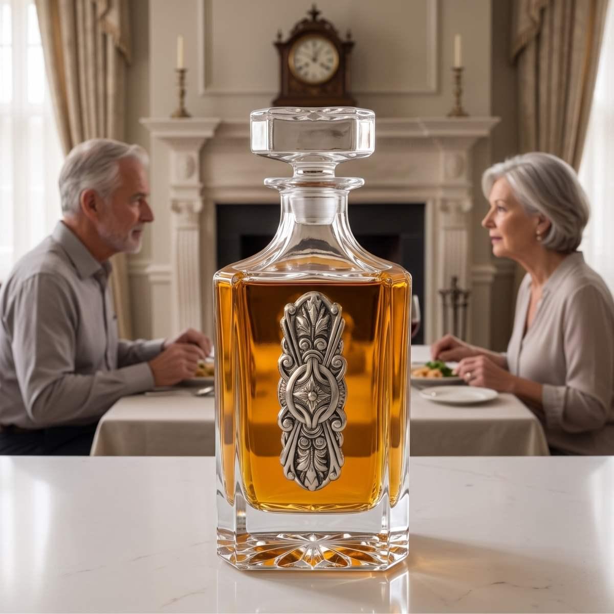 Silver Scottish Thistle Decanter Set Birthday Gift