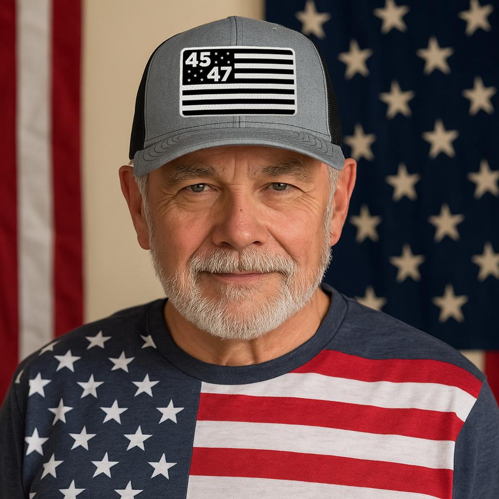 45th & 47th President Flag Hat (Monochrome)