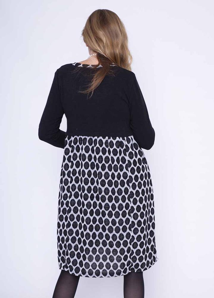 Polka Dot Jersey Dress & Necklace in Silver