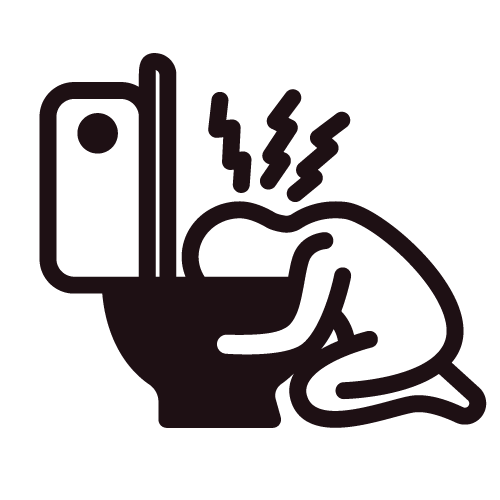 A person vomiting into a toilet.