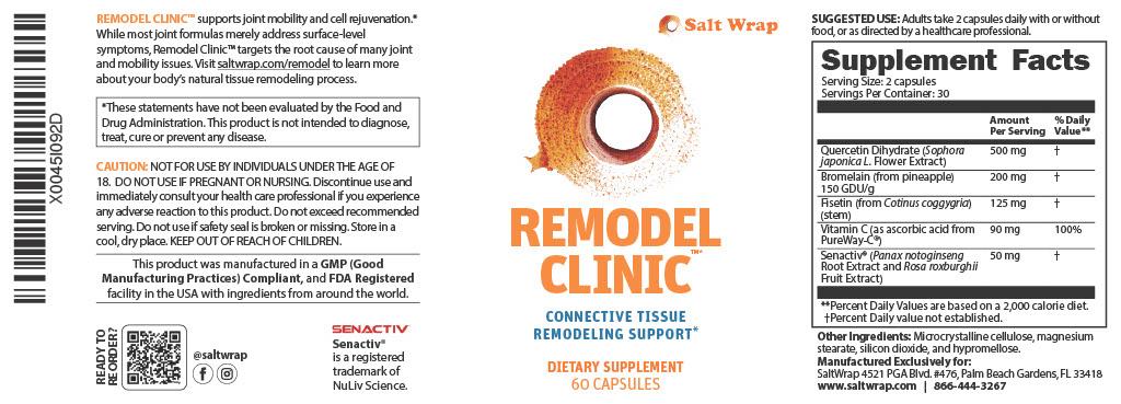 Full label and ingredient information for Remodel Clinic™ by SaltWrap.