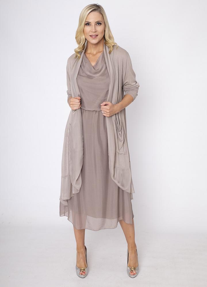 Long Button Sleeve Silk Cardi