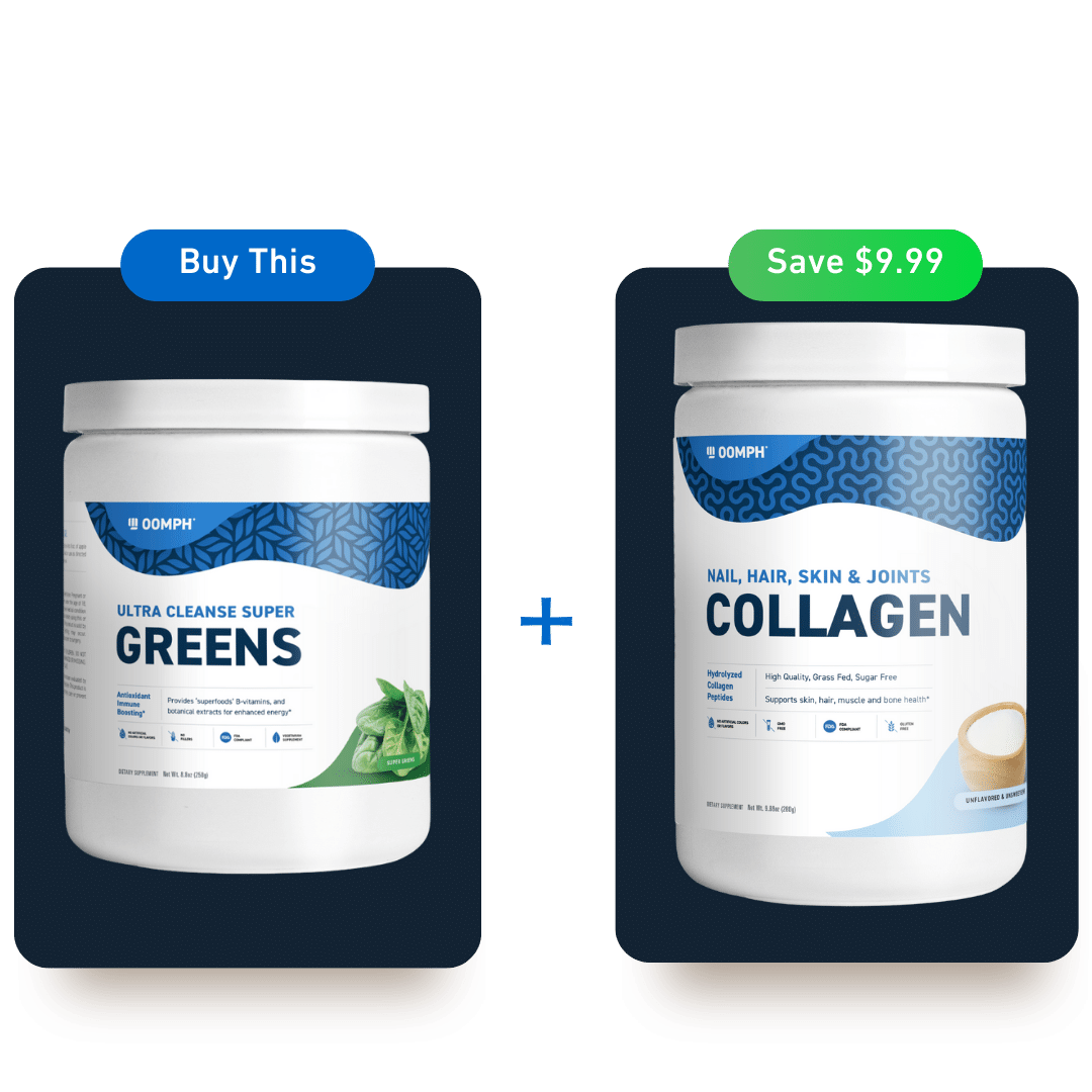 Oomph Fitness Supplements - Premium Nutrition for Your Wellness Journey - The Lush and Luxe Lifestyle Set - Ultra Greens and Collagen Hair, Skin, Nails and Joints