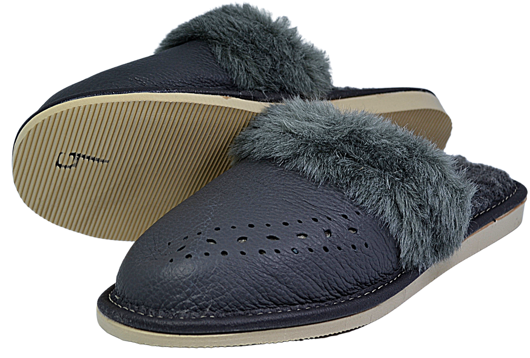 Aretha - Women rubber sole slippers - Reindeer Leather