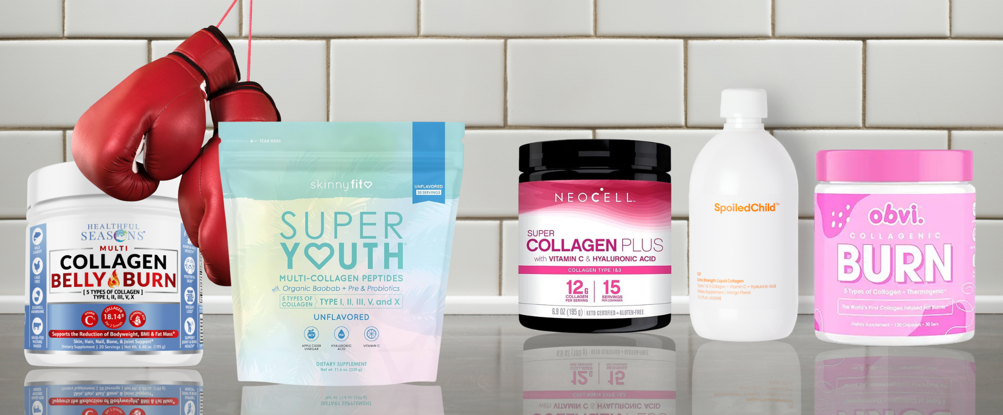 Collagen Belly Burn vs SkinnyFit Super Youth head-to-head comparison showing product