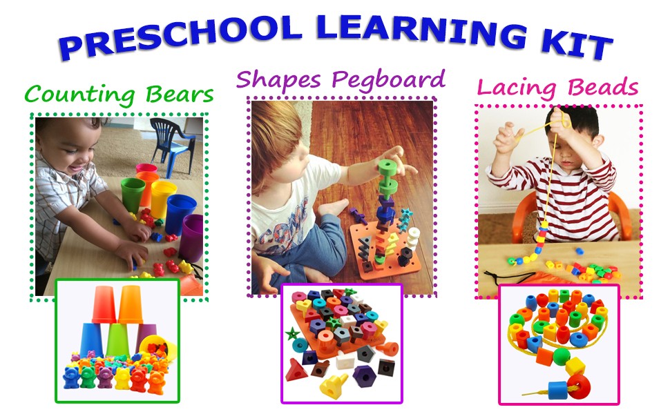 Details about   Skoolzy Preschool Learning Toys Set Counting Bears & Stack... Stringing Beads 