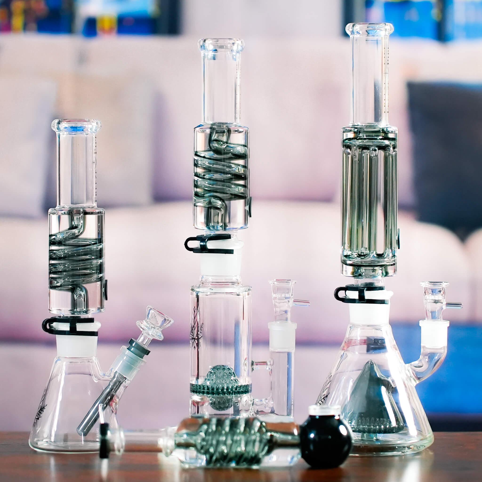 glass pieces on table