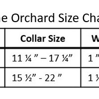 The Orchard Collar size chart